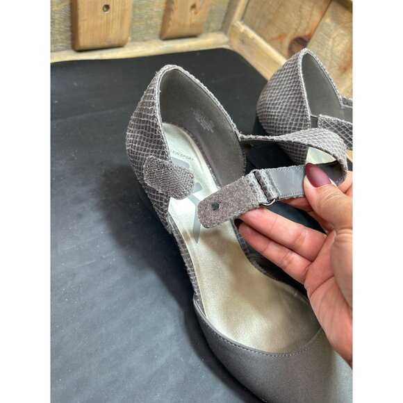 Anne Klein Sport Gray Textured Wedge Mary Jane Shoes Size 8 Pumps - Picture 5 of 10